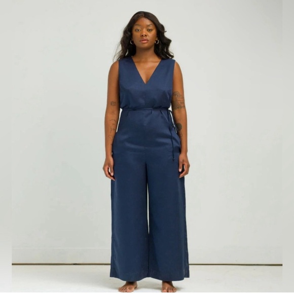 Pants - Ettitude Sateen 100% Bamboo Jumpsuit. Ocean. Size Small. NWT